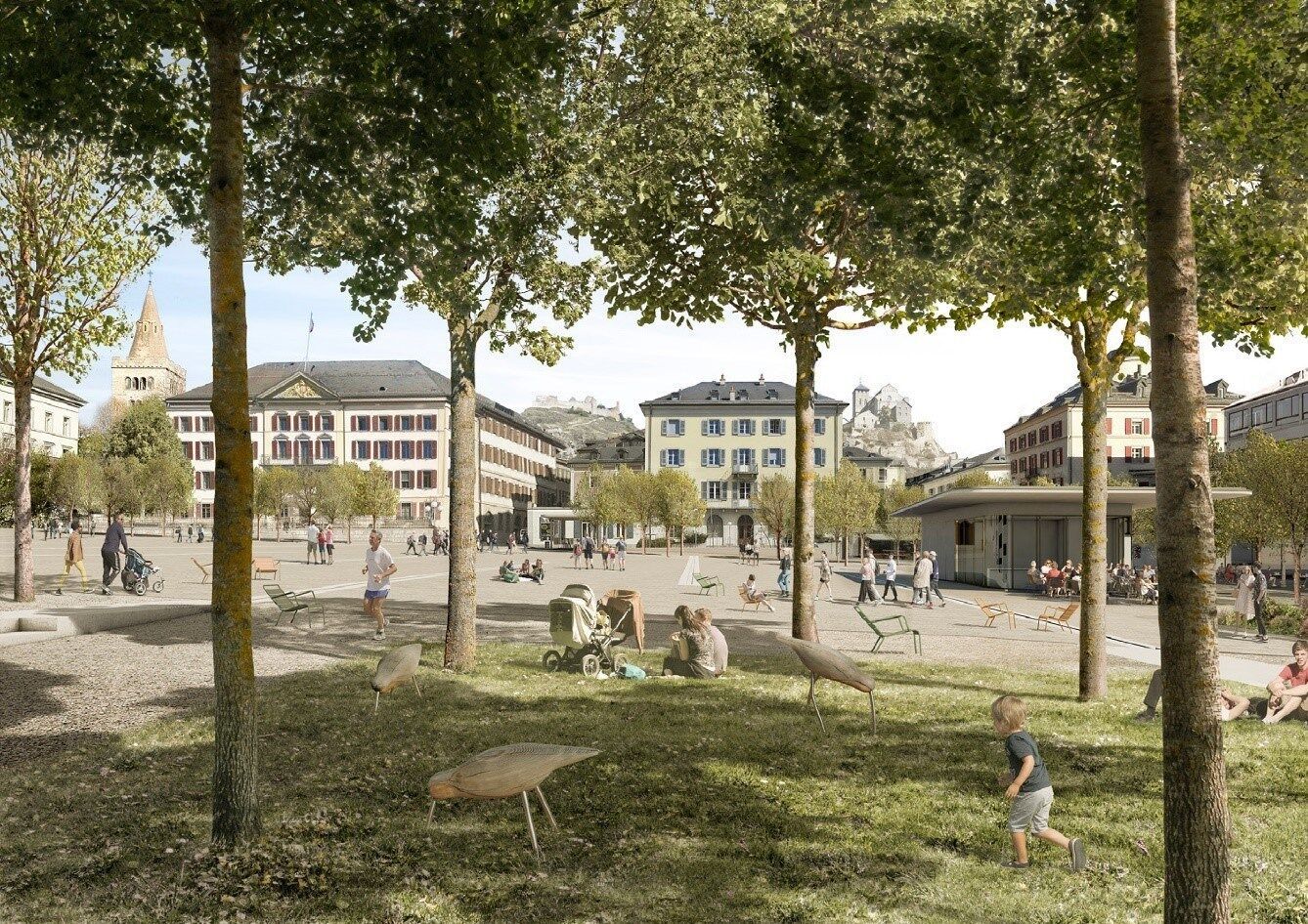 Au sud, la place de la Planta rejoindra la rue de Lausanne pour créer de la mobilité douce. | Crédit image: Ville de Sion Au sud, la place de la Planta rejoindra la rue de Lausanne pour créer de la mobilité douce. | Crédit image: Ville de Sion