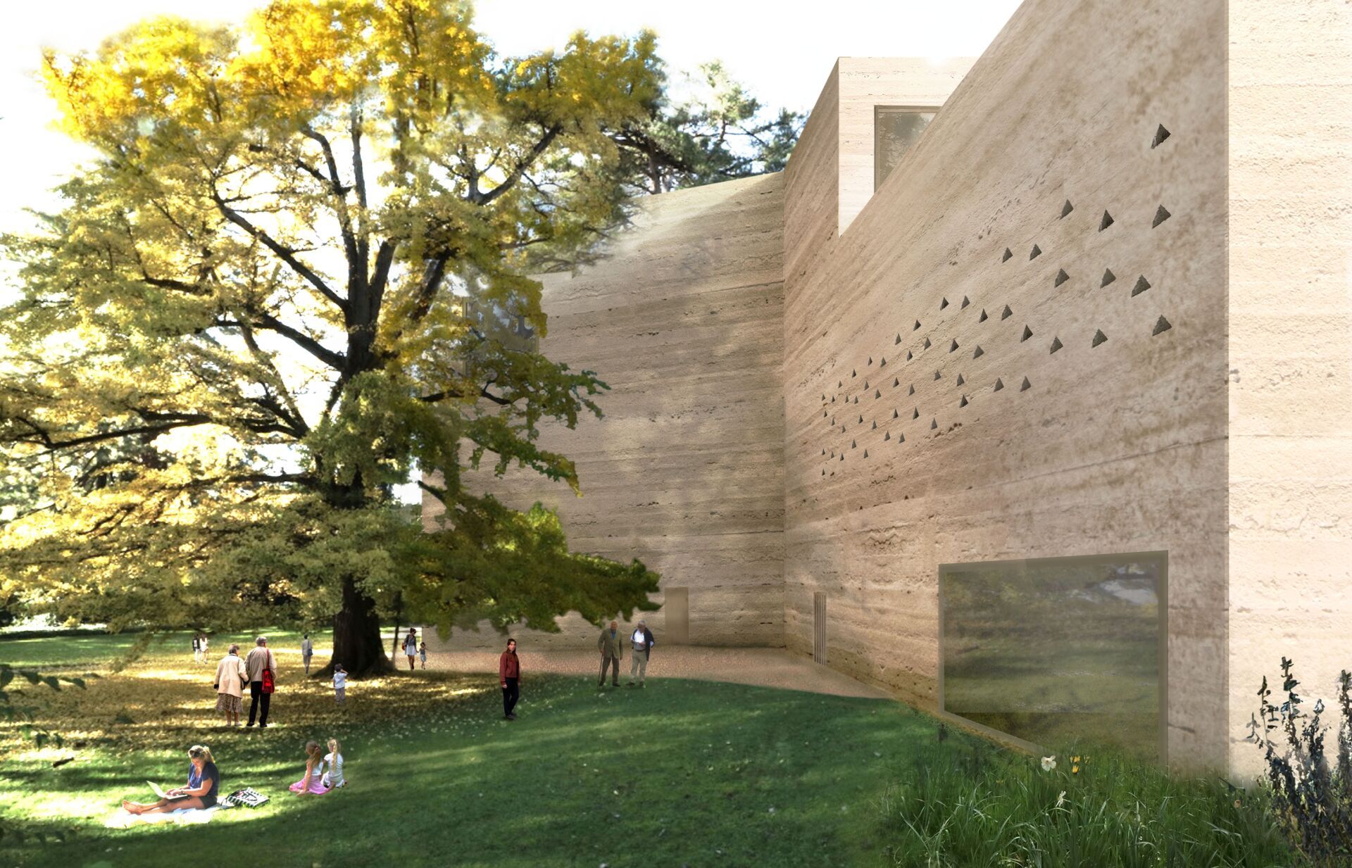 Mit der Erweiterung wird auch der Berower Park für das Publikum zugänglich. | Visualisierungen: Atelier Peter Zumthor Mit der Erweiterung wird auch der Berower Park für das Publikum zugänglich. | Visualisierungen: Atelier Peter Zumthor