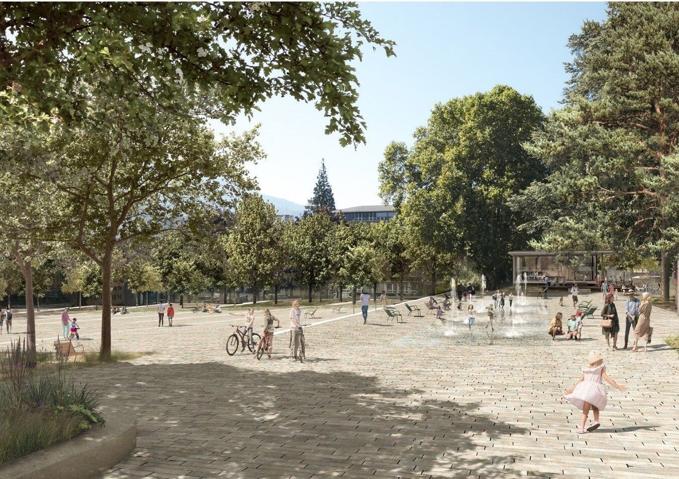 Le centre de la place sera recouvert de pierres naturelles locales. | Crédit image: Ville de Sion Le centre de la place sera recouvert de pierres naturelles locales. | Crédit image: Ville de Sion