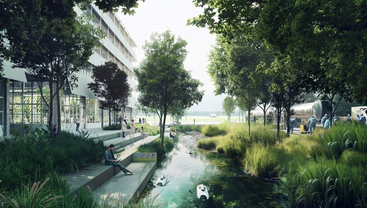 Bezüglich Nachhaltigkeit soll der Innovationspark zum «Leuchtturm» werden. | Visualisierung: Innovation Park Zürich Bezüglich Nachhaltigkeit soll der Innovationspark zum «Leuchtturm» werden. | Visualisierung: Innovation Park Zürich
