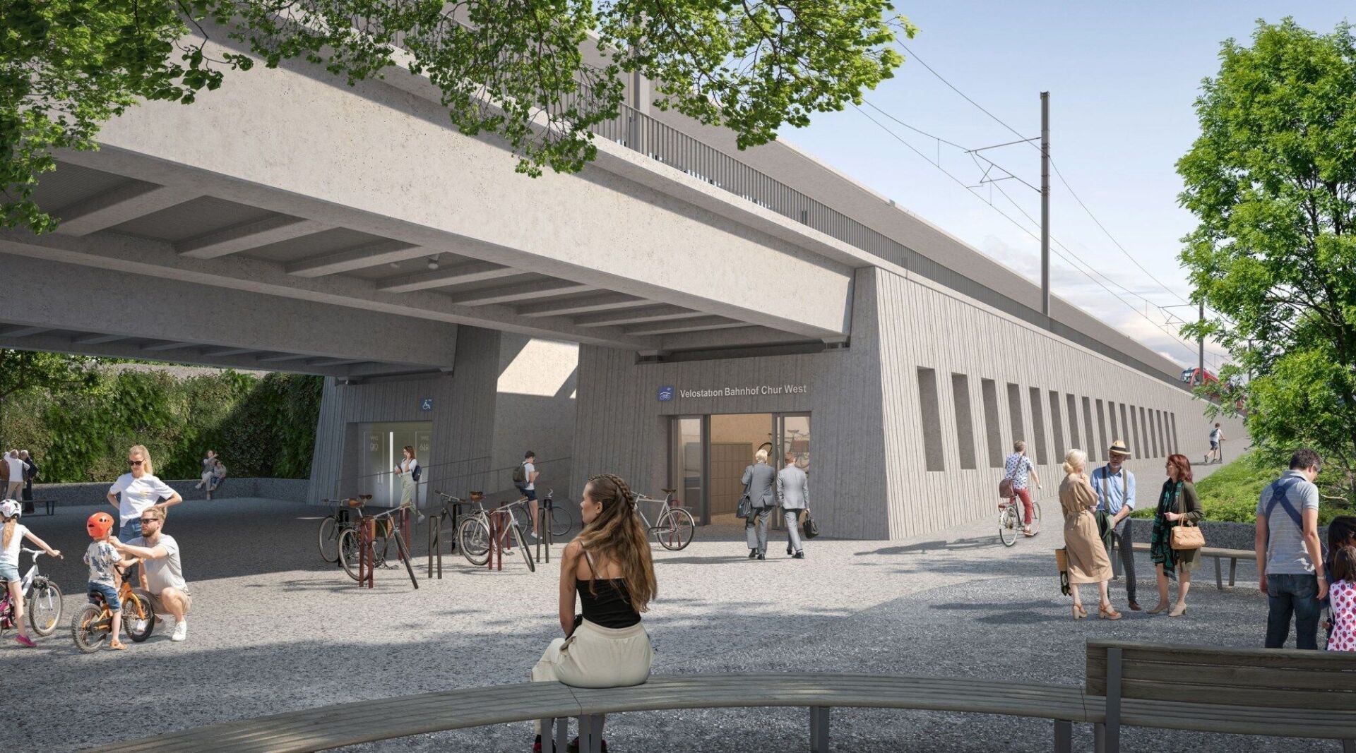 Mit dem Projekt entsteht auch eine Velostation mit Platz für 180 Fahrräder. | Visualisierung: OVA Office for Visualization in Architecture Zürich Mit dem Projekt entsteht auch eine Velostation mit Platz für 180 Fahrräder. | Visualisierung: OVA Office for Visualization in Architecture Zürich