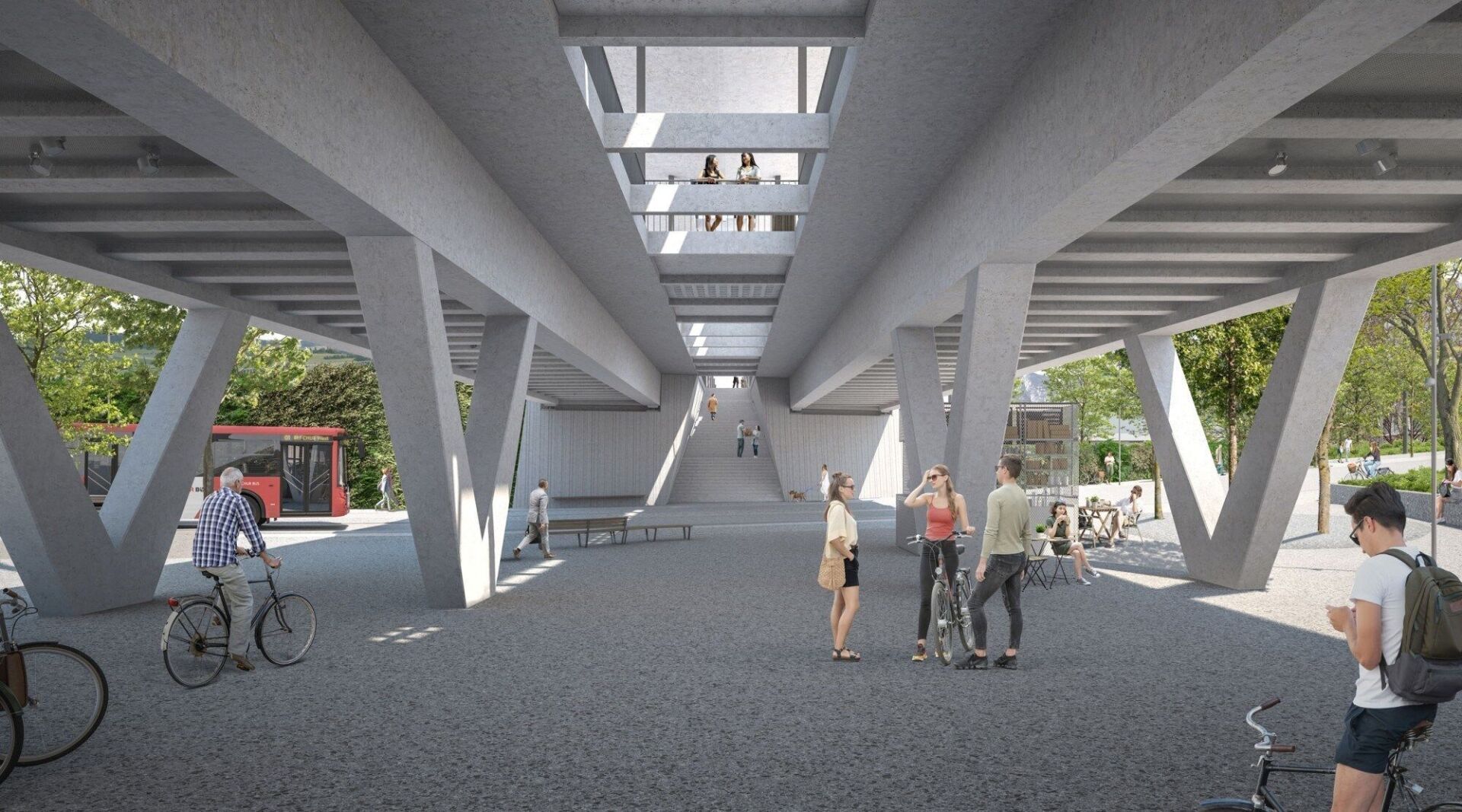So soll sich der Bahnhof Chur West dereinst präsentieren. | Visualisierung: OVA Office for Visualization in Architecture Zürich So soll sich der Bahnhof Chur West dereinst präsentieren. | Visualisierung: OVA Office for Visualization in Architecture Zürich