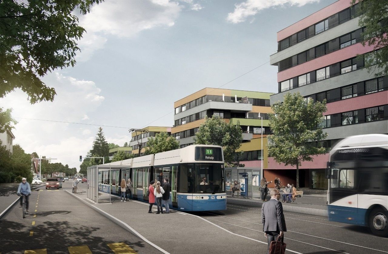 Visualisierung des Trams Affoltern bei der Einfangstrasse. | Quelle: VBZ Visualisierung des Trams Affoltern bei der Einfangstrasse. | Quelle: VBZ