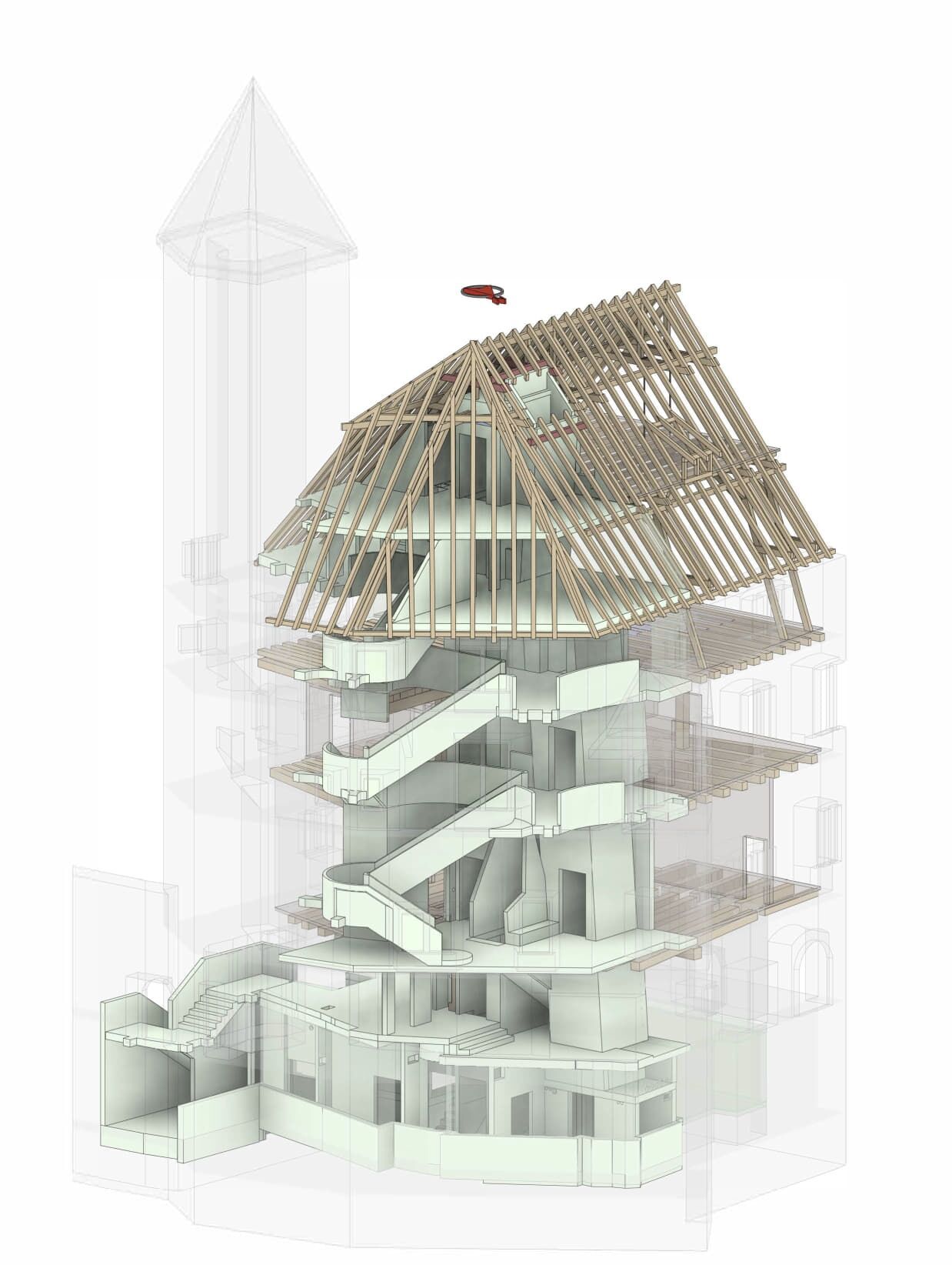 Axonometrie der Betontreppe | Plan: PARK ARCH Axonometrie der Betontreppe | Plan: PARK ARCH