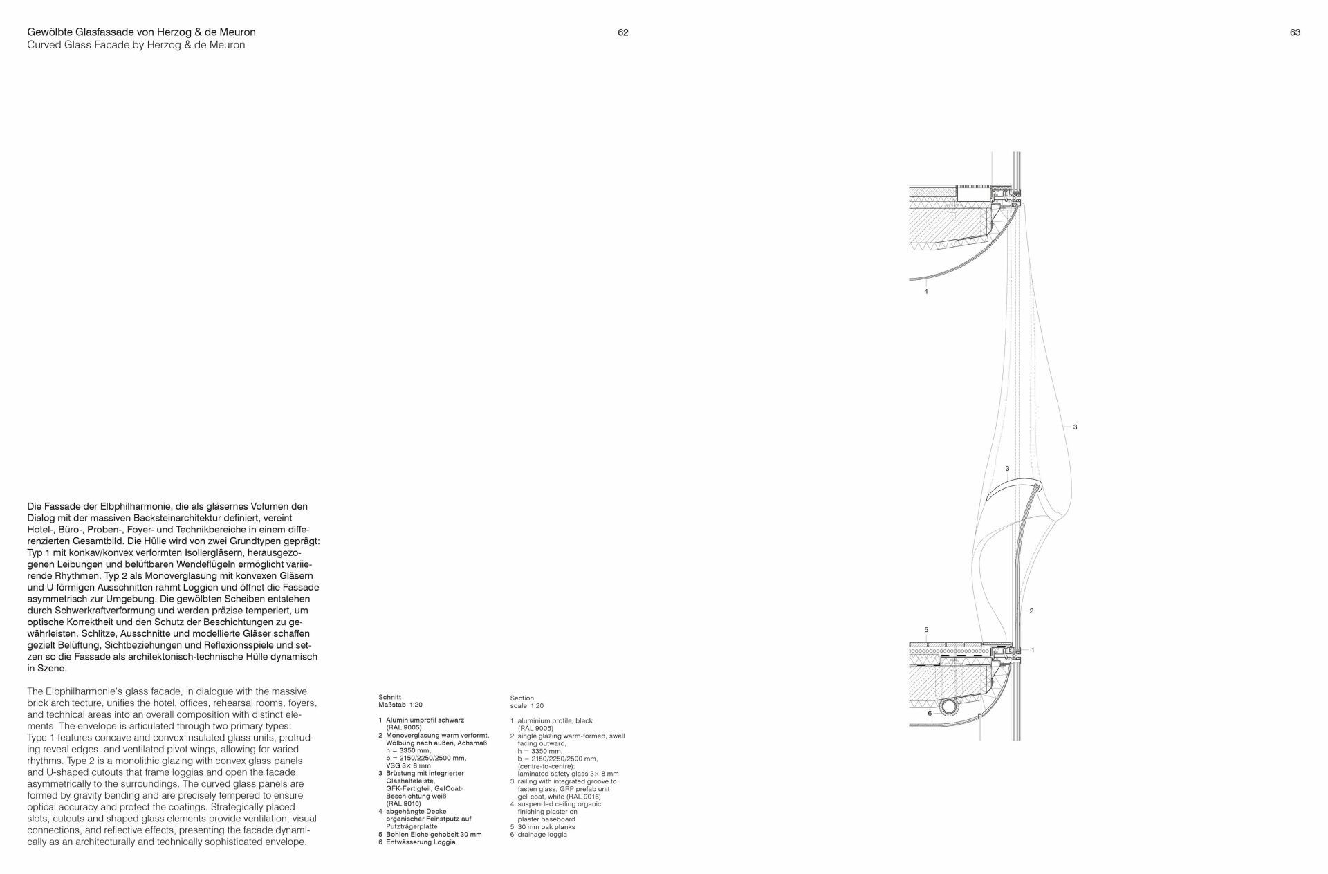 Gewölbte Glasfassade, Elbphilharmonie Hamburg, Herzog & de Meuron, 2016 | Abbildung © Edition DETAIL Edition DETAIL