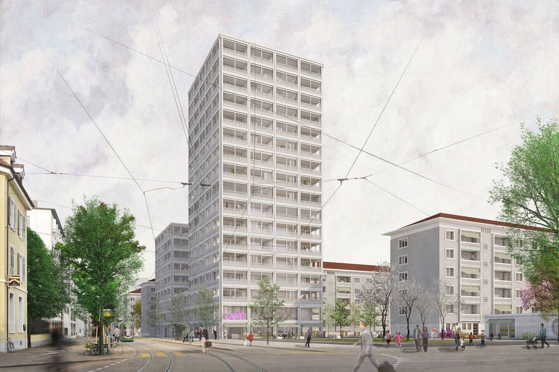 Les deux futures tours d'habitation de la Horburgstrasse à Bâle sont au centre d’une vive controverse portant notamment sur le type de logements qui y sont prévus. | Visualisierung: Buchner Bründler Architekten / bbarc.ch Les deux futures tours d'habitation de la Horburgstrasse à Bâle sont au centre d’une vive controverse portant notamment sur le type de logements qui y sont prévus. | Visualisierung: Buchner Bründler Architekten / bbarc.ch