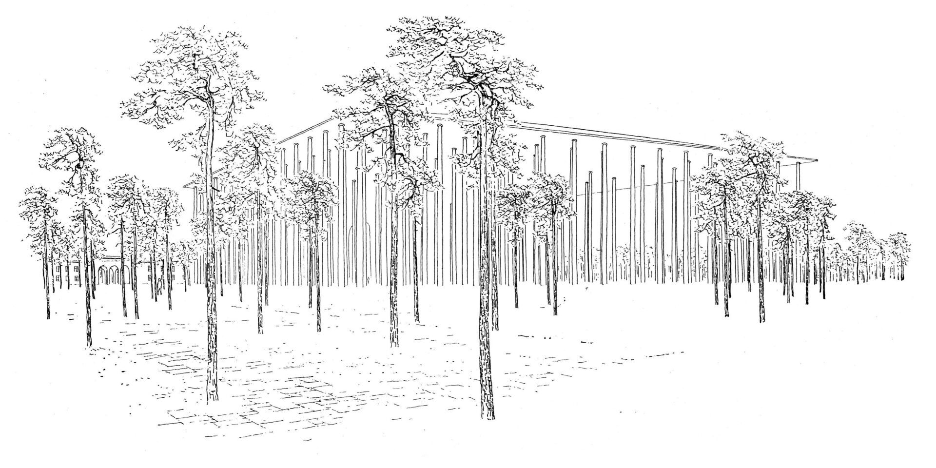 Complexe balnéaire pour 20’000 à Prora, Salle des fêtes, dessin de Heinrich Tessenow, 1936 («Baugilde», 1936) ©Teatro dell’architettura Mendrisio