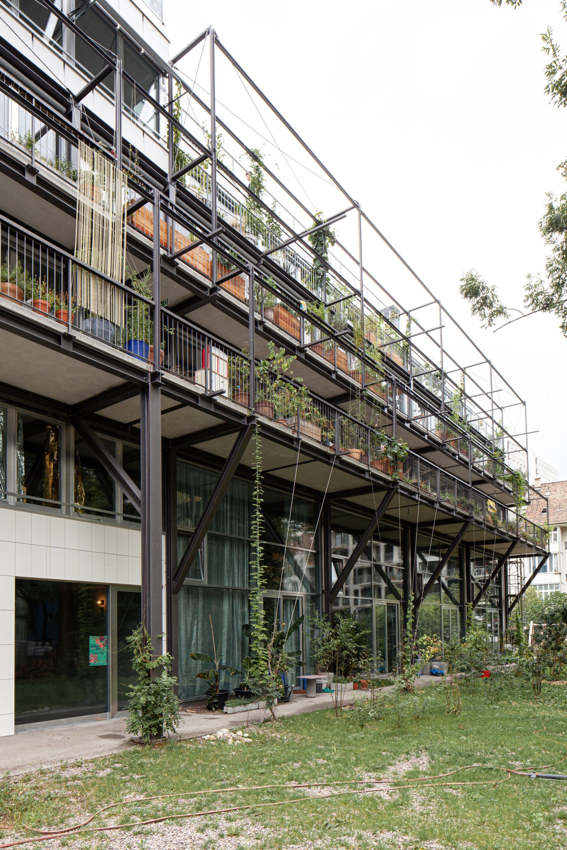 Des plantes grimpantes et en bacs transforment peu à peu la coursive et les balcons présentés comme un jardin suspendu. | Photo: Christian Kahl Des plantes grimpantes et en bacs transforment peu à peu la coursive et les balcons présentés comme un jardin suspendu. | Photo: Christian Kahl