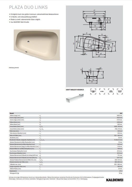 Fiche dimensionnelle: Plaza Duo