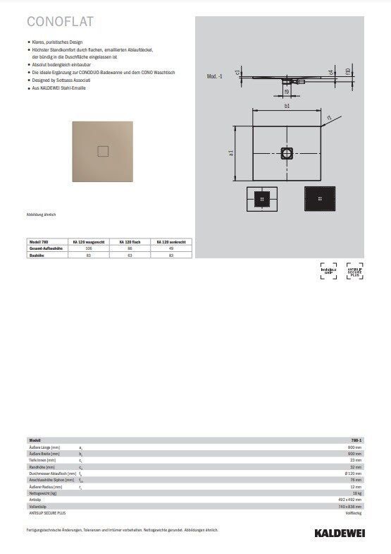 Fiche dimensionnelle: Conoflat