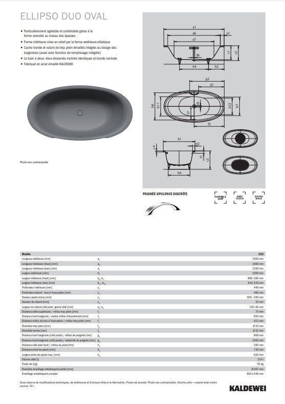 Fiche dimensionnelle: Ellipso Duo Oval