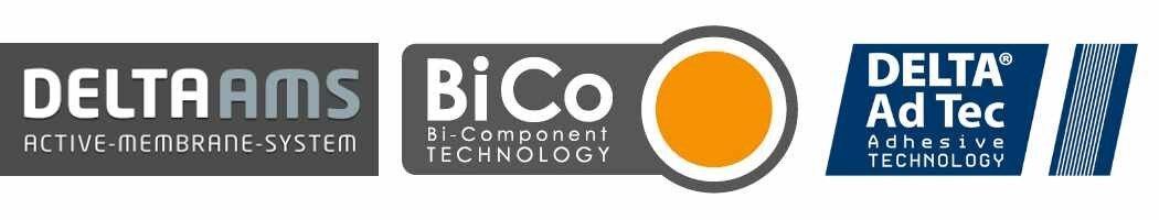 Intelligente Technologien – Delta-Active-Membrane-System | Delta-BiCo Kern-Mantel-Fasertechnologie | Delta-Ad Tec Klebetechnologie ​