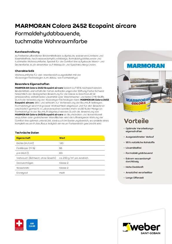 Datenblatt Marmoran Colora 2452 Ecopaint aircare