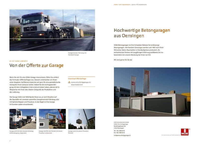 Prospekt SEMA-Die Fertiggarage