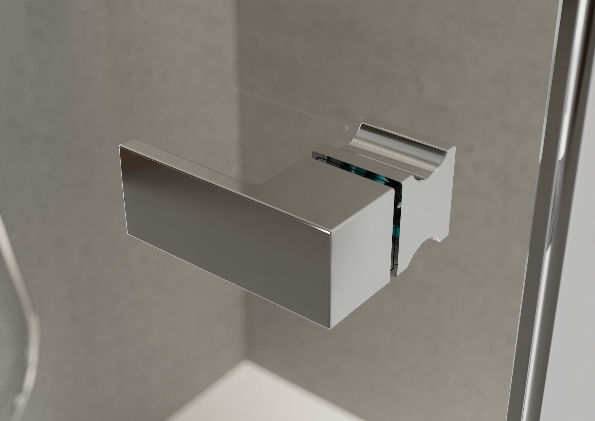 Griffdetail der Duschabtrennung Ambiente S808 mit klarer, geradliniger Formgebung | Fotos © Bekon-Koralle Griffdetail der Duschabtrennung Ambiente S808 mit klarer, geradliniger Formgebung | Fotos © Bekon-Koralle