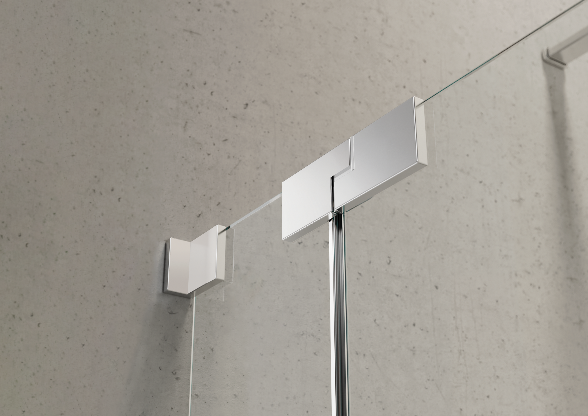 Aussenwinkel und Scharnier der Duschabtrennung Ambiente S808 im Detai Aussenwinkel und Scharnier der Duschabtrennung Ambiente S808 im Detai