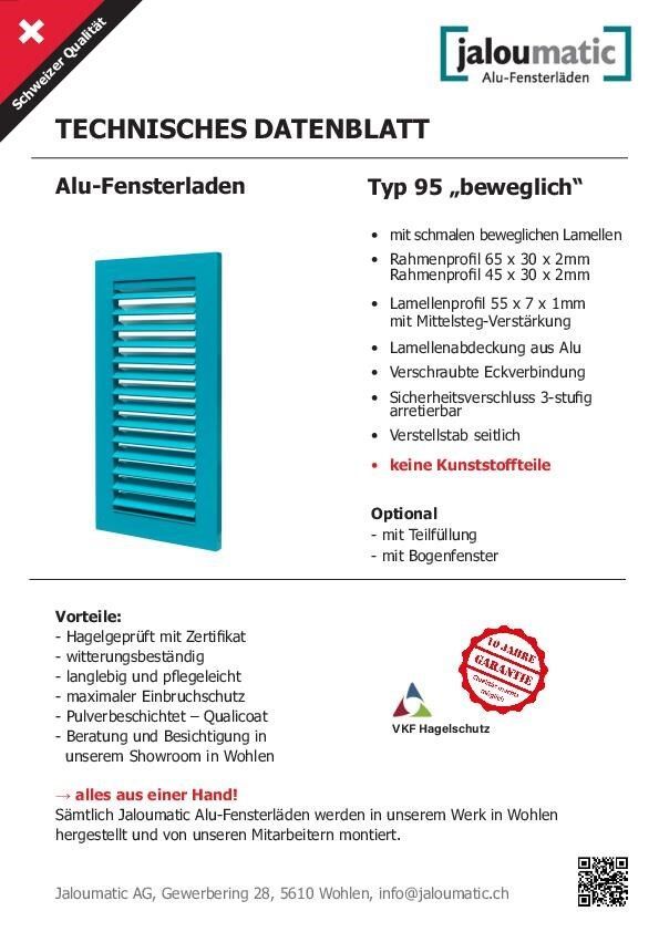 Datenblatt Alu-Fensterladen Typ 95 beweglich