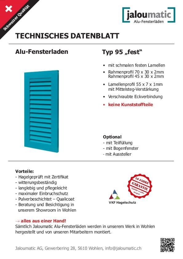 Datenblatt Alu-Fensterladen Typ 95 fest