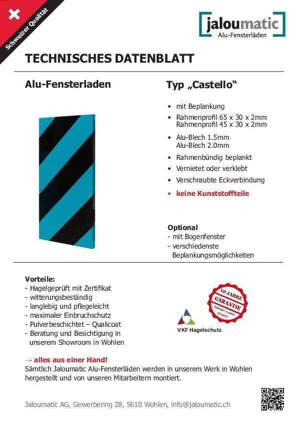 Datenblatt Alu-Fensterladen Castello
