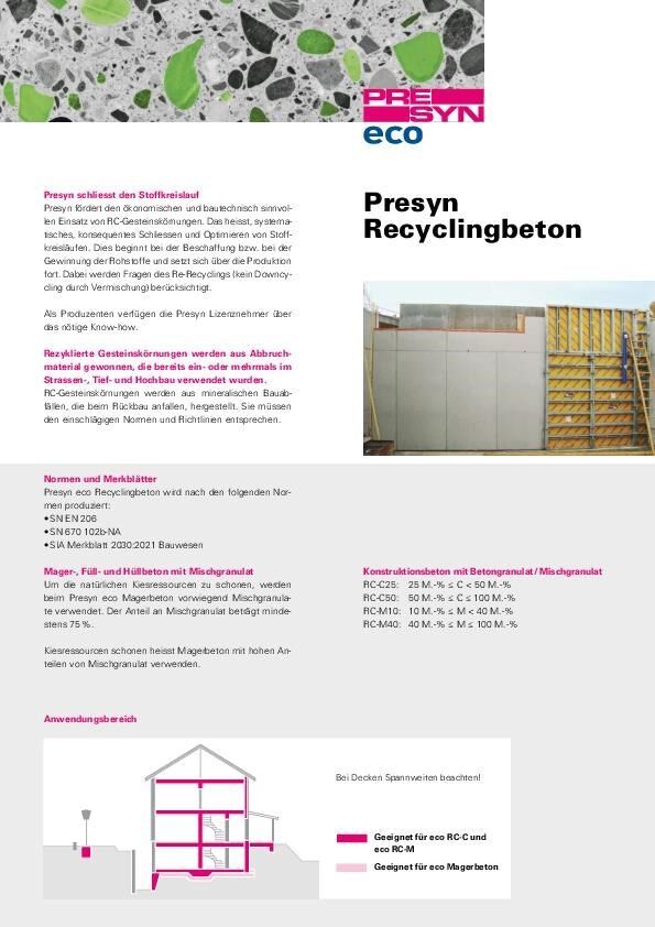 Prospektblatt «eco» Recyclingbeton