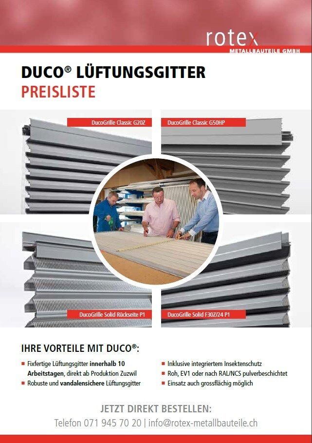 Preisliste Duco Lüftungsgitter