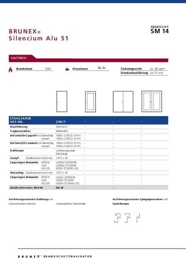 Technische Daten «Silencium Alu 51» Stahlzarge