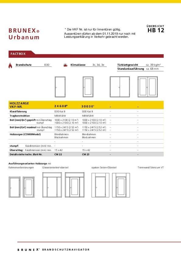 Technische Daten Urbanum Holzzarge