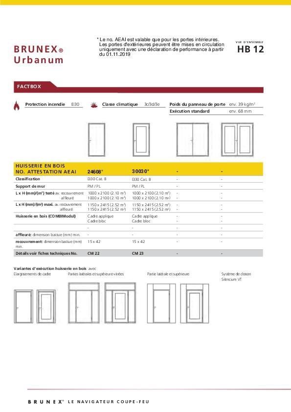 Données techniques Urbanum huisserie en bois