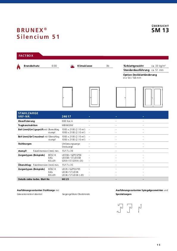 Technische Daten «Silencium 51» Stahlzarge