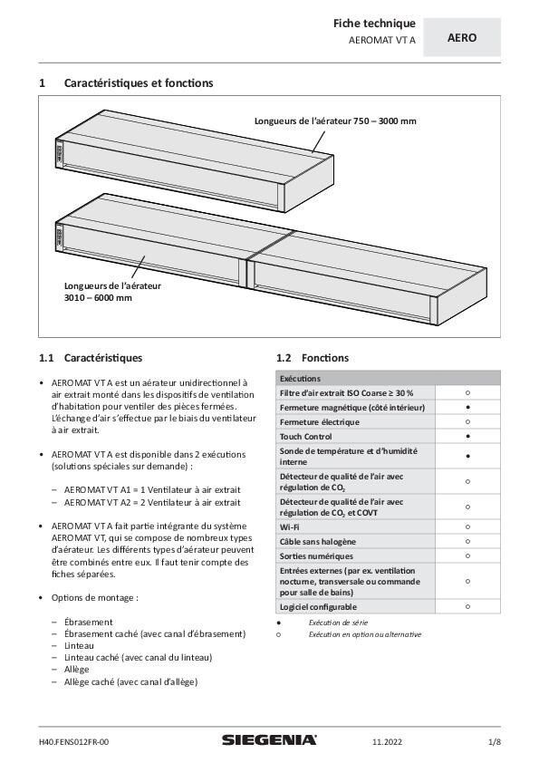 Fiche technique AEROMAT VT A