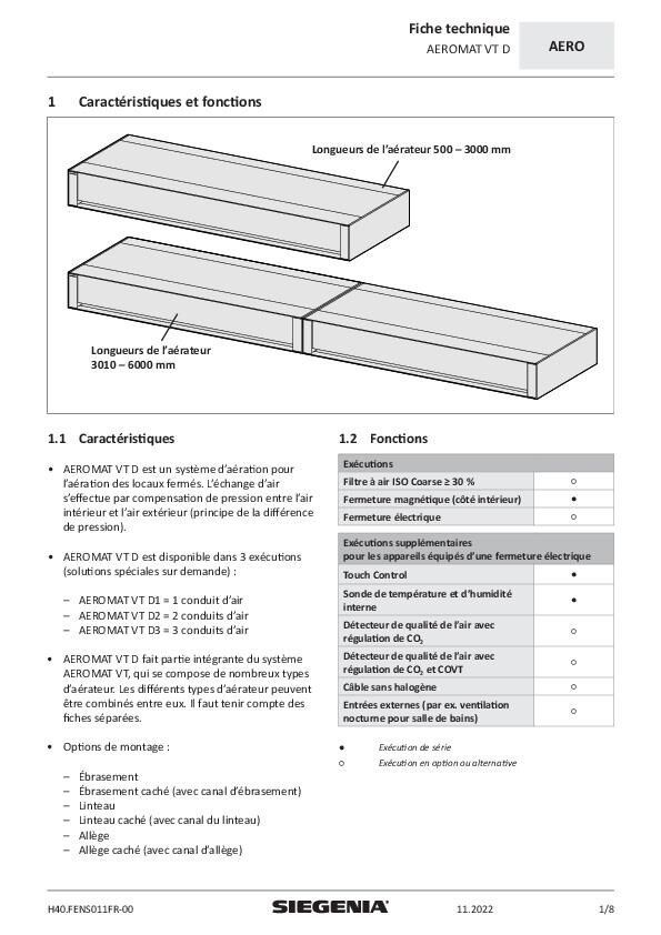 Fiche technique Aeromat VT D