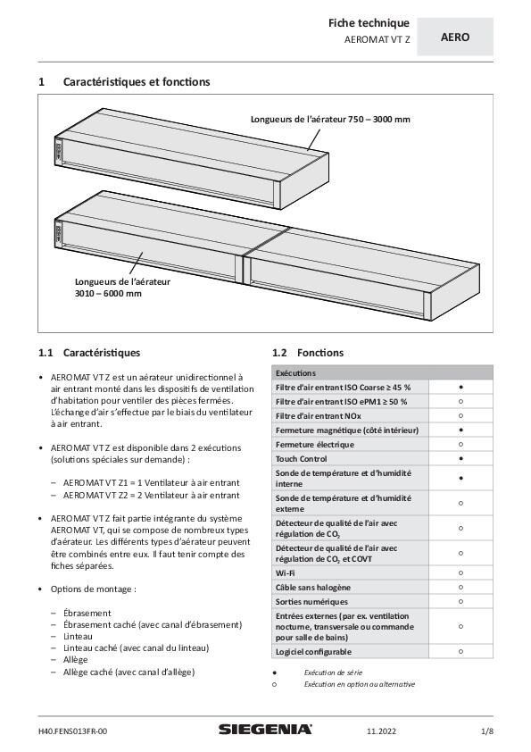Fiche technique Aeromat VT Z