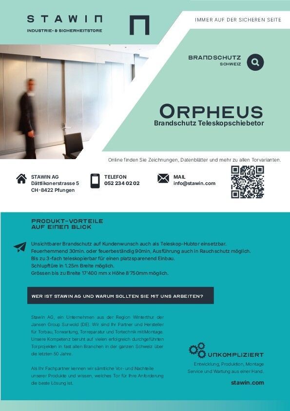 Informationsbroschüre Orpheus Brandschutz Teleskopschiebetor