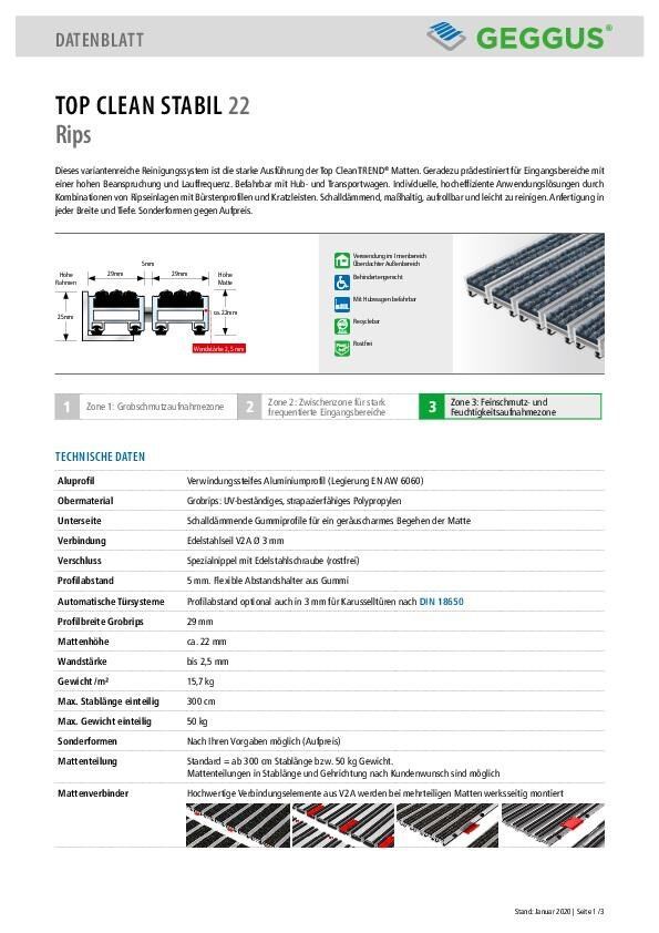 Datenblatt Top Clean STABIL 22 Rips