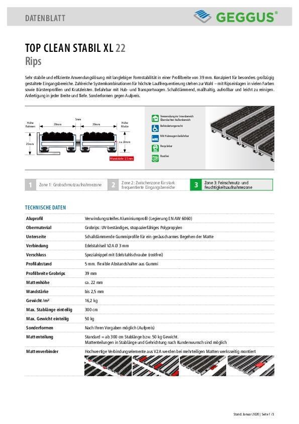 Datenblatt Top Clean STABIL XL 22 Rips