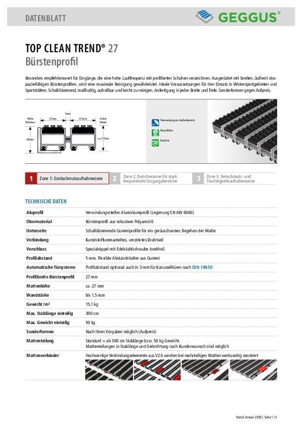 Datenblatt Top Clean TREND 27 Bürstenprofil