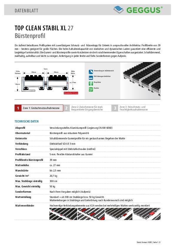 Datenblatt Top Clean STABIL XL 27 Bürstenprofil
