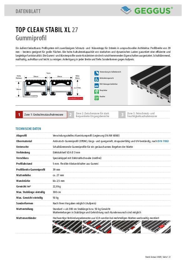 Datenblatt Top Clean STABIL XL 27 Gummiprofil