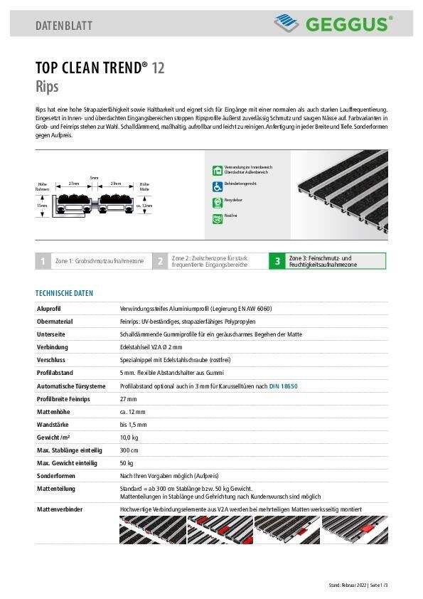 Datenblatt Top Clean TREND 12 Rips