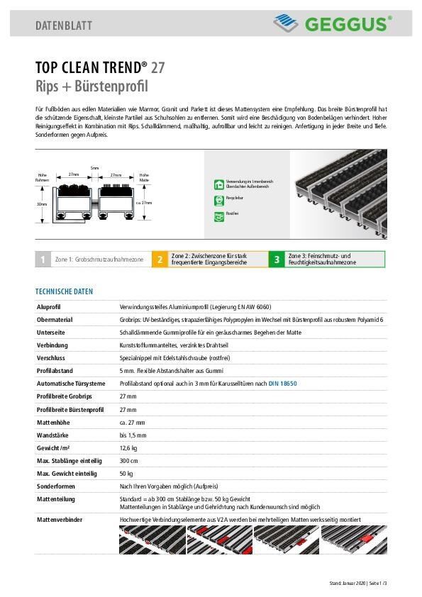 Datenblatt Top Clean TREND 27 Rips und Bürstenprofil