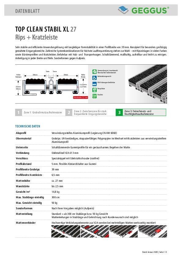 Datenblatt Top Clean STABIL XL 27 Rips und Kratzleiste
