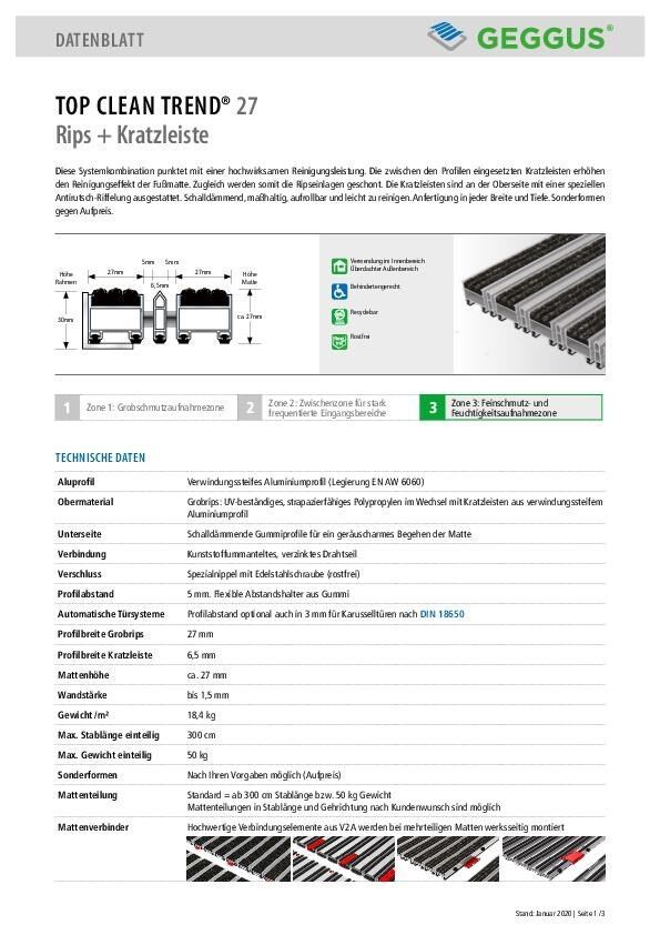 Datenblatt Top Clean TREND 27 Rips und Kratzleiste
