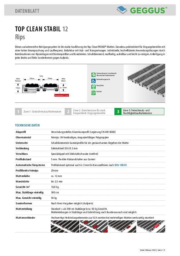 Datenblatt Top Clean STABIL 12 Rips