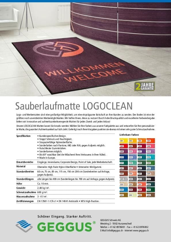 Broschüre Sauberlaufmatte Logoclean
