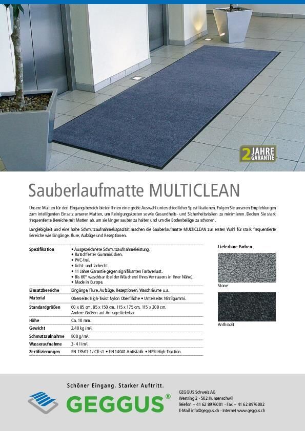Broschüre Sauberlaufmatte Multiclean