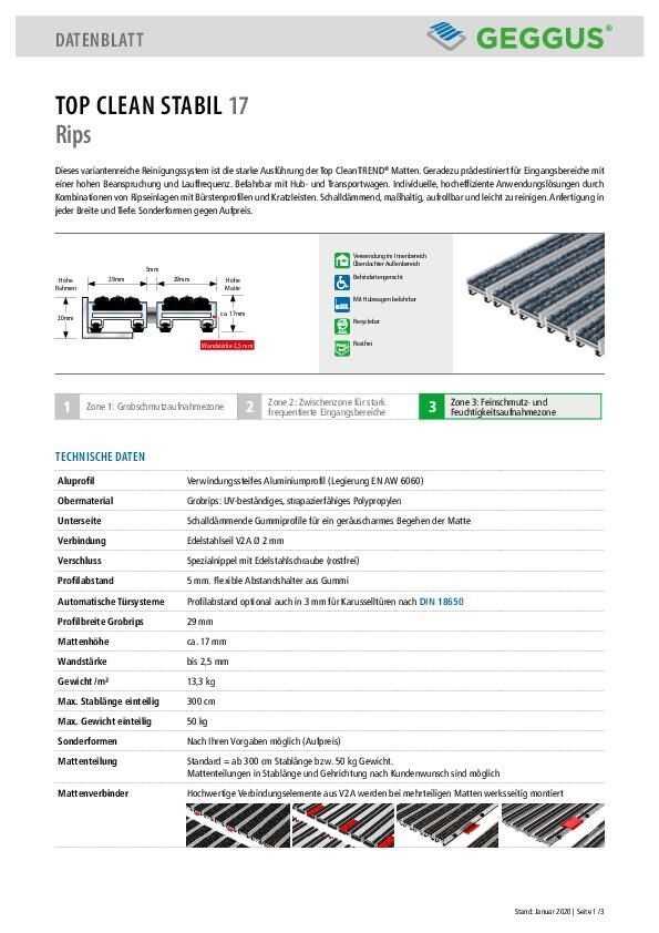 Datenblatt Top Clean STABIL 17 Rips
