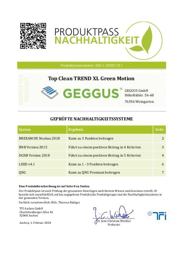 Top Clean Trend XL Green Motion Produktpass Nachhaltigkeit
