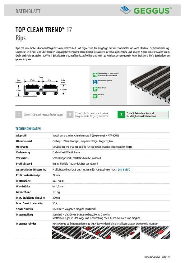 Datenblatt Top Clean TREND 17 Rips