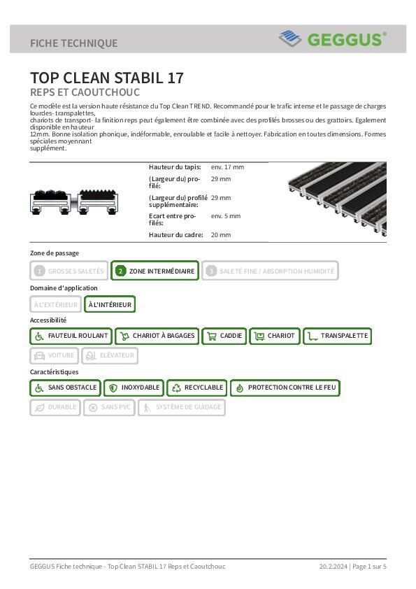 Fiche technique Top Clean Stabil 17