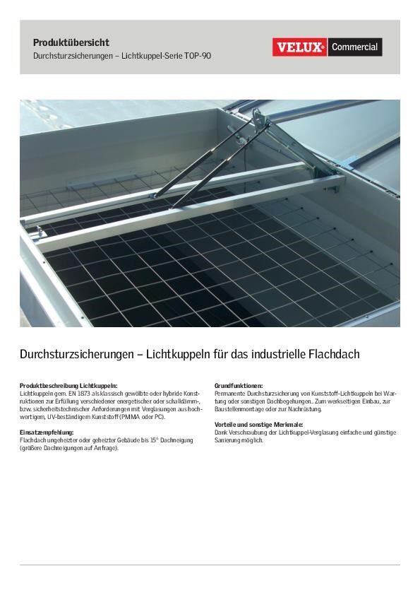 Produktübersicht Durchsturzsicherungen Lichtkuppel-Serie Top-90